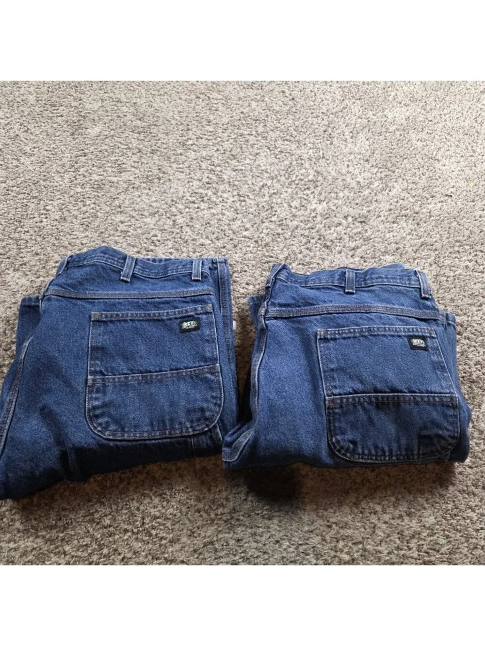 KEY Carpenter Jeans Mens 39x32 Blue Denim Relaxed Fit Straight Leg Lot Of 2